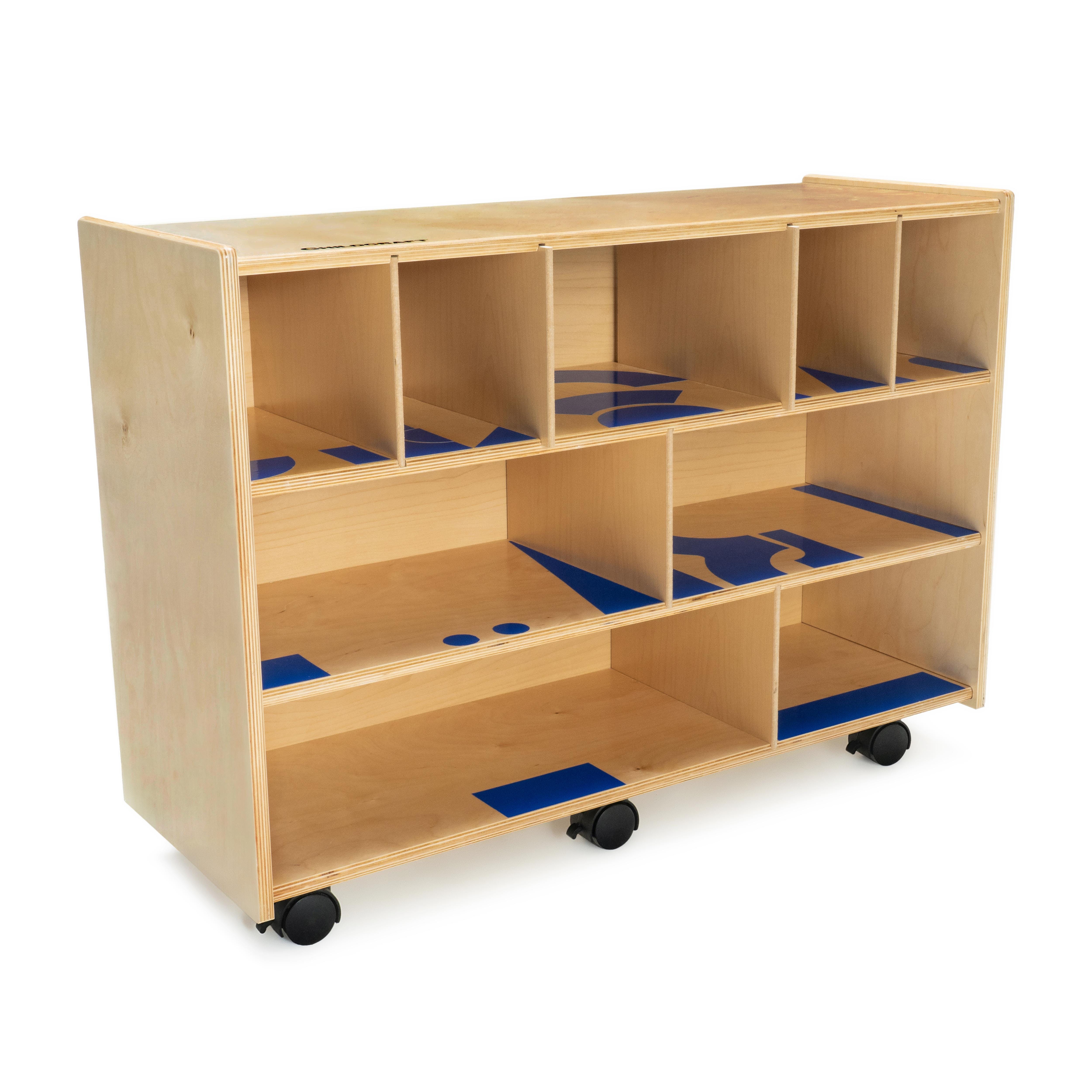 Childcraft Mobile Block Cabinet with Adhesive Labels, 35-3/4 x 13 x 25-3/8 Inches 205881